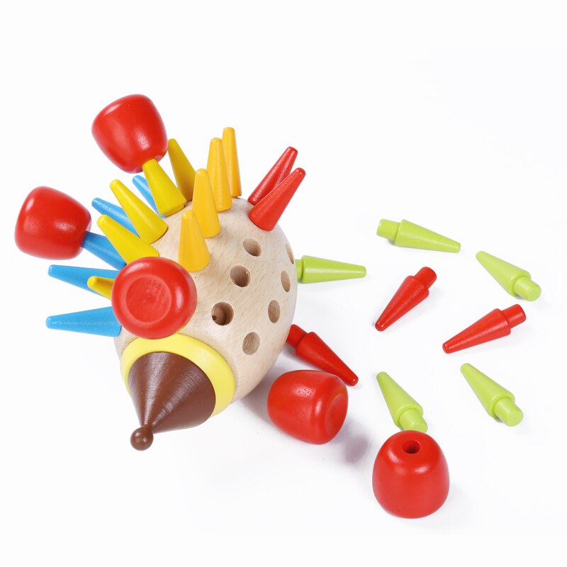 Giocattoli di legno colorato FAI DA TE creativo magnetico riccio bussare blocchi musicali per bambini di educazione precoce lotta blocchi di costruzione