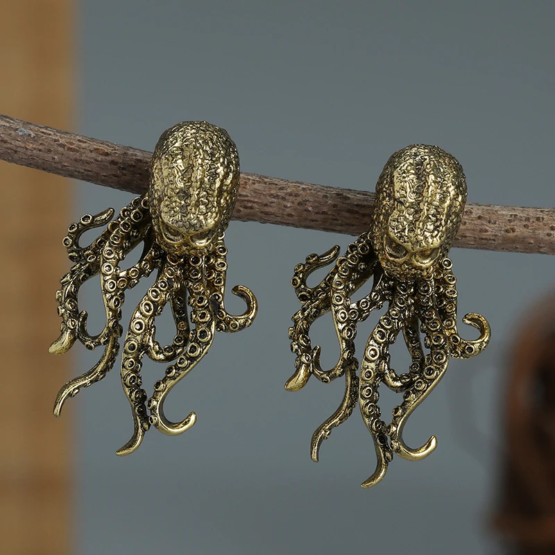 Boucles d'oreilles poulpe rétro exagérées, boucles d'oreilles gothiques, boucles d'oreilles avant arrière poulpe, bijoux personnalisés de fête, adaptés aux deux M