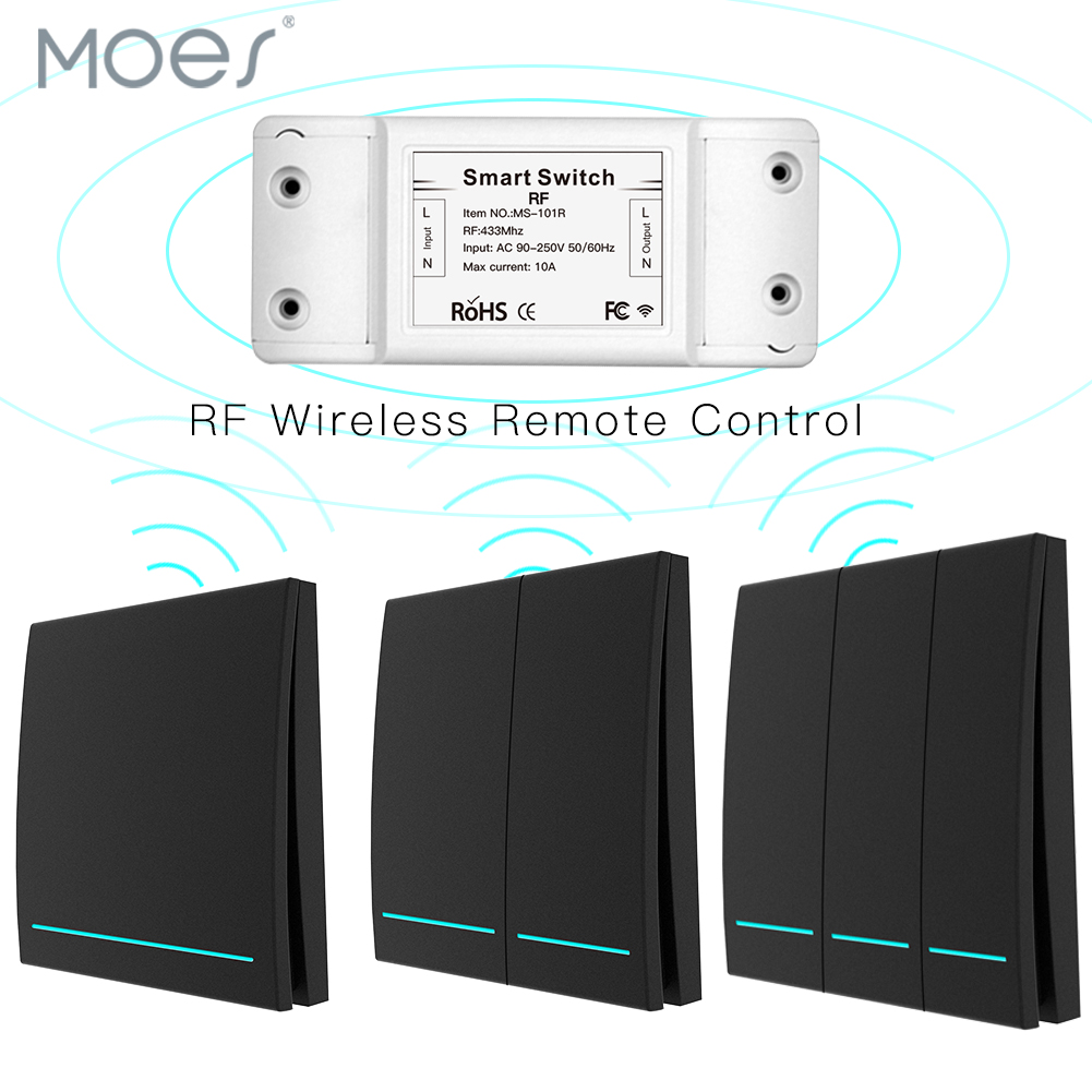 Émetteur de panneau de mur de contrôleur de bouton poussoir de récepteur de télécommande du commutateur RF intelligent sans fil 433 Mhz, multi-contrôle de 2 manières/3 manières