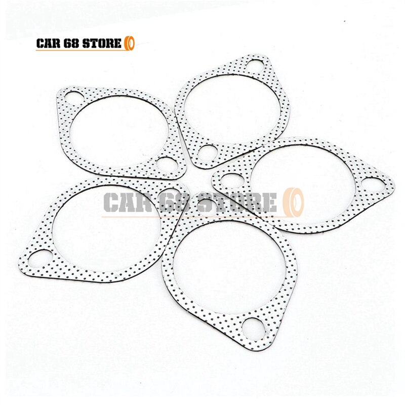 5Pcs/Set Car Exhaust Flange Gasket 3 Inch Ceramic Exhaust Pipe Metal Gasket With Reinforced Ring 3in 76mm Downpipe Auto Parts