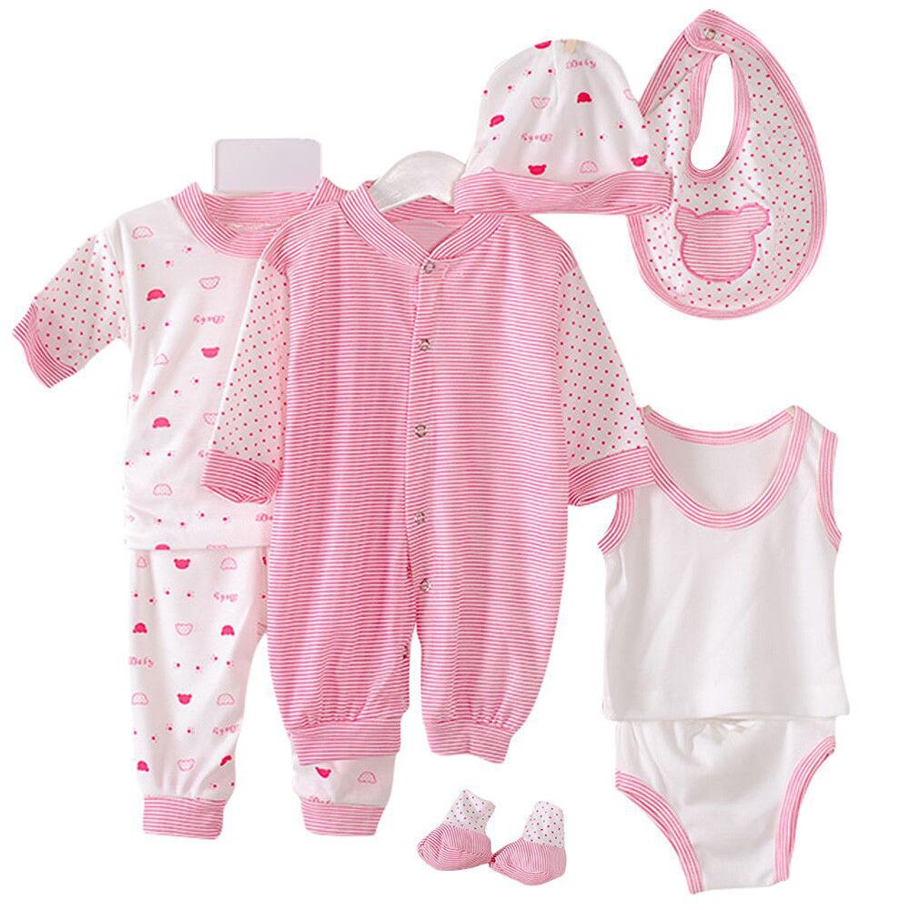 Ensemble de 8 pièces pour bébé,tenues comprenant T-shirts, pantalons et hauts pour garçon ou fille, , nouvelle , habits pour -né de 0 à 3 mois,: Rose