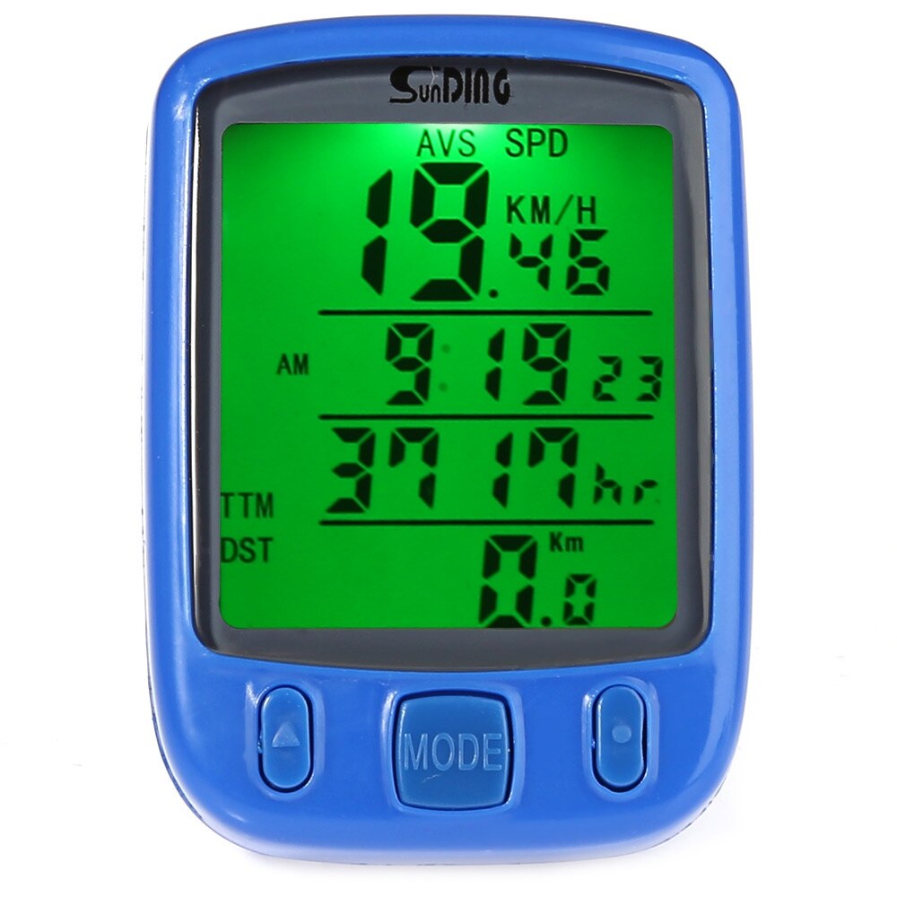 SunDing SD-563B Fahrrad Tacho Computer Wasserdicht Radfahren Reiten Kilometerzähler mit Grün LCD Hintergrundbeleuchtung Fahrrad Zubehör: Blau