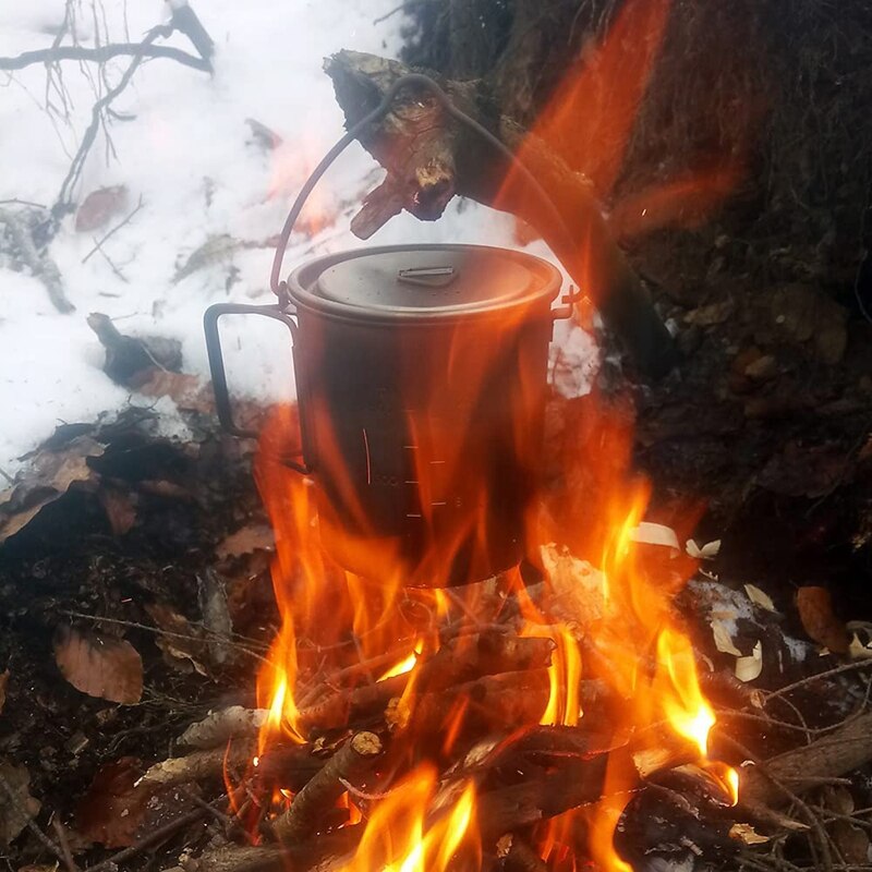 na wolnym powietrzu kemping tytanowy kubek 750Ml garnek + 450Ml kubek + lekka łyżka, tytanowy kubek składany uchwyt z pokrywkami