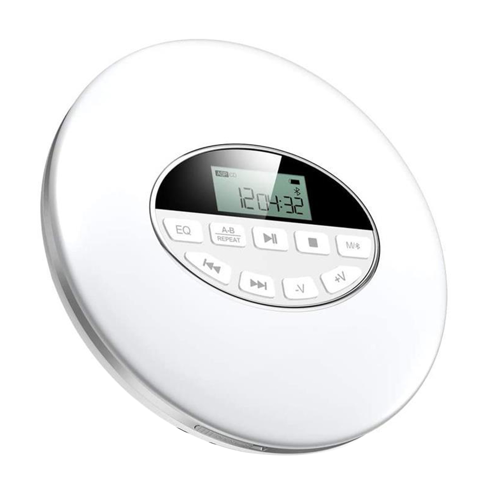 Portable CD Player Multifunctional Anti Skip Battery Powered Support TF Card With LCD Display Round Small USB AUX Compact Car