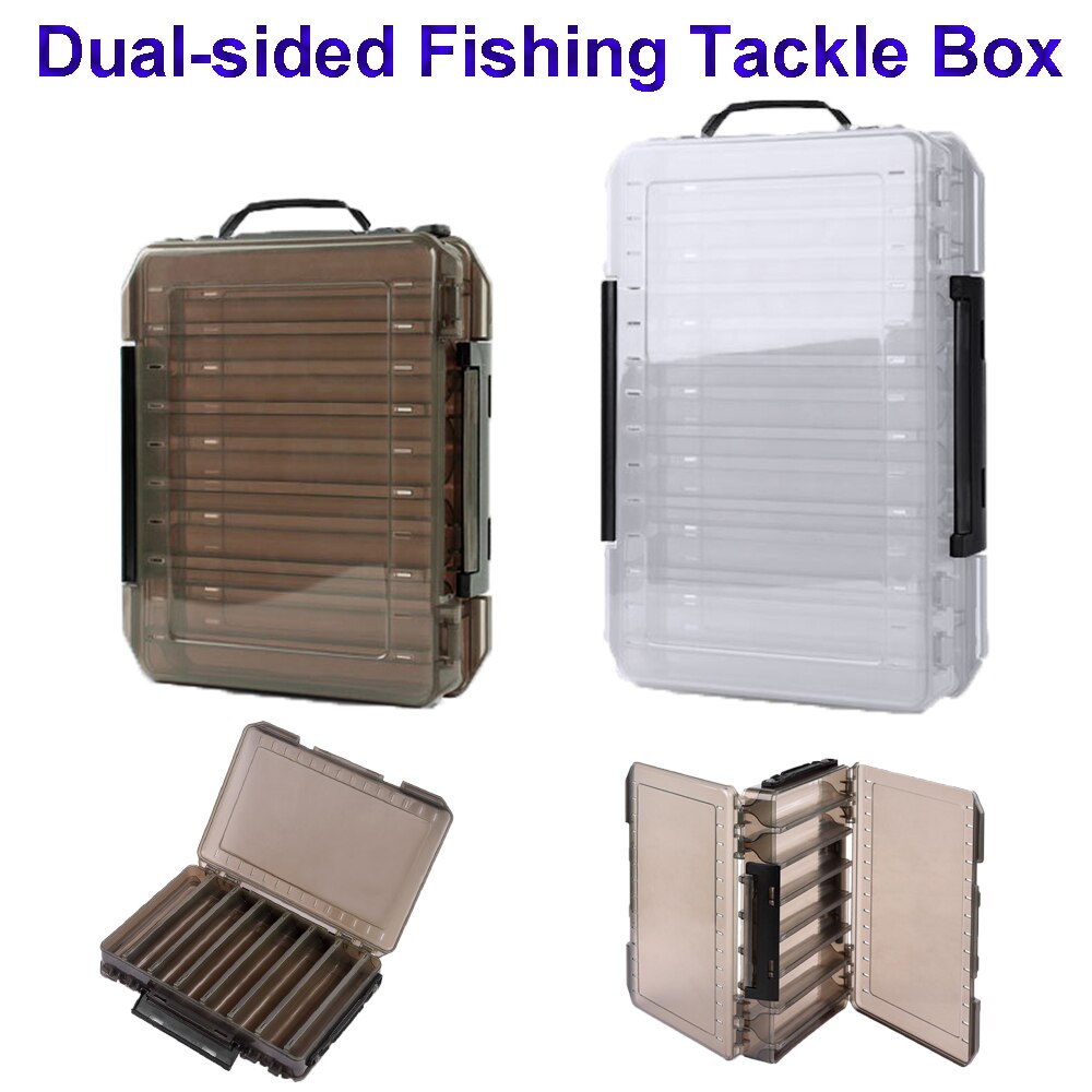 Plastic Fishing Lure Box Double Sided Minnow Bait Lures Boxes Container Fishing Tackle Accessories Storage Box