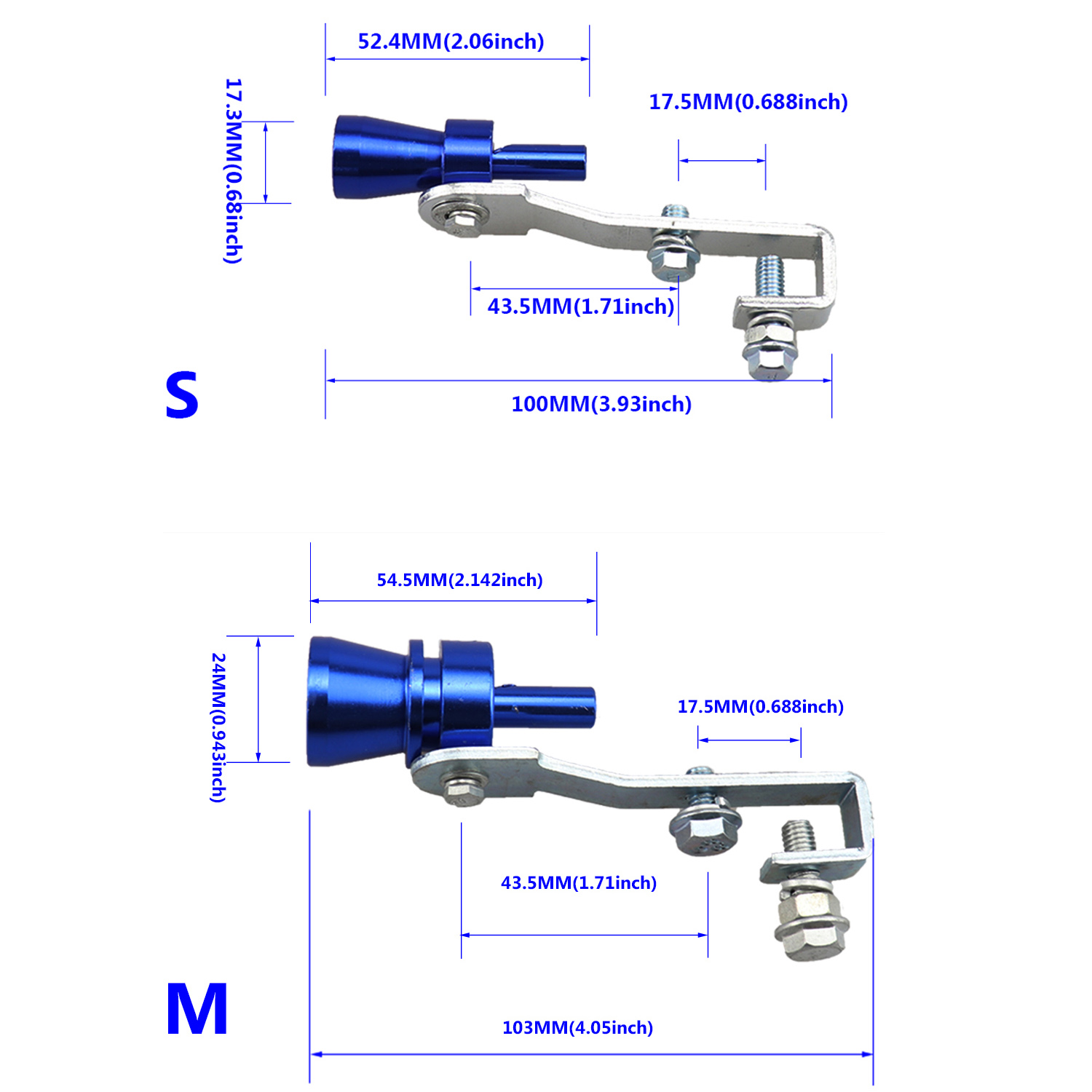 1 stk. turbofløjte universal turboudstødningsfløjte, lydforstærker passer til de fleste biler, sedaner og lastbiler