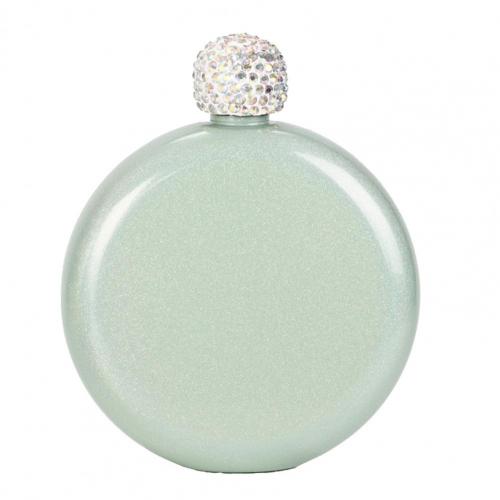Liquor Hip Flask Lady Portable Wine Jug Stainless Steel Alcohol Flask Crystal Lid Drinkware Bottle Novelty Hip Flask: Light Green