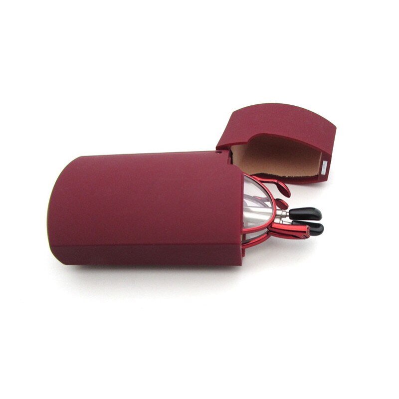 +1.5 2.0 2.5 3.0 3.5 4.0 Foldable Presbyopic Eyeglasses Folding Reading Glasses with Case oval Full Metal Frame Red: +400 / Red