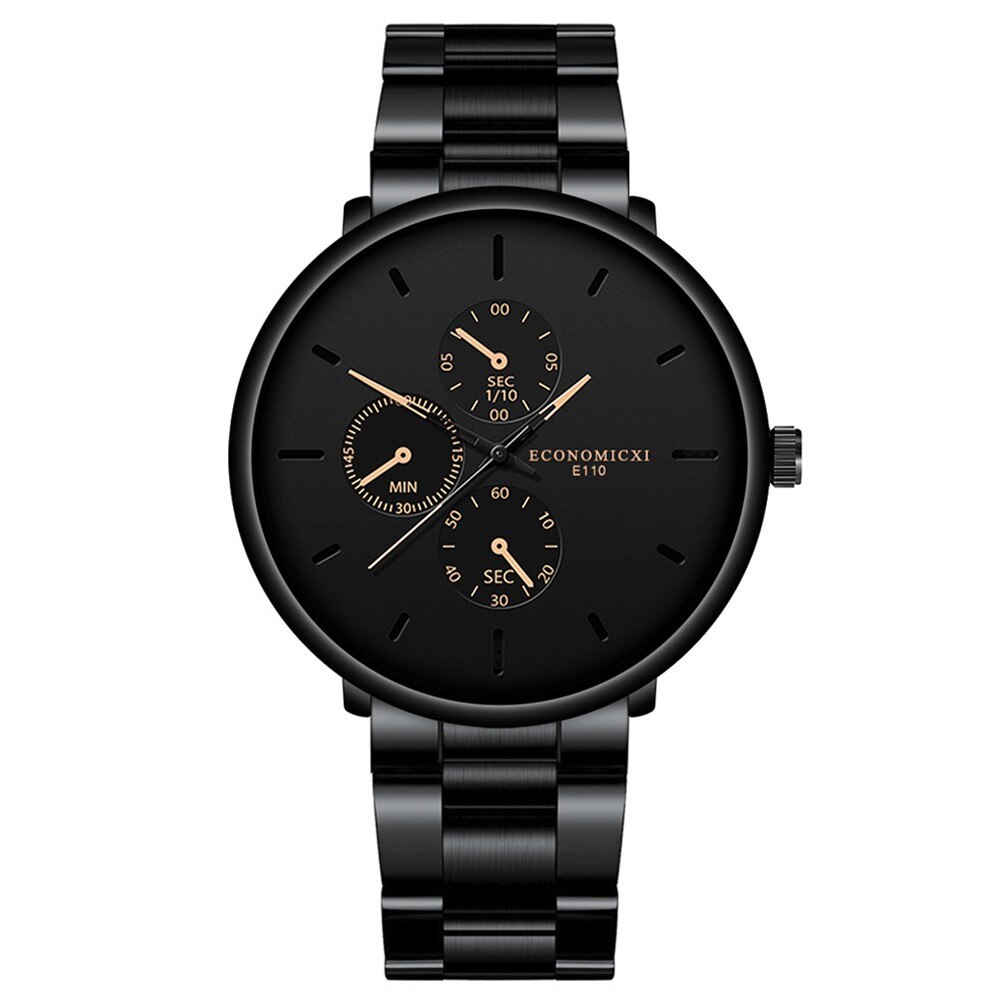 Zwarte Business Horloge Mannen Mode Staal Zwarte Wijzerplaat Grote Wijzerplaat Horloge Mannelijke Klok Dropshippingmontre Homme Relogio Masculin: B