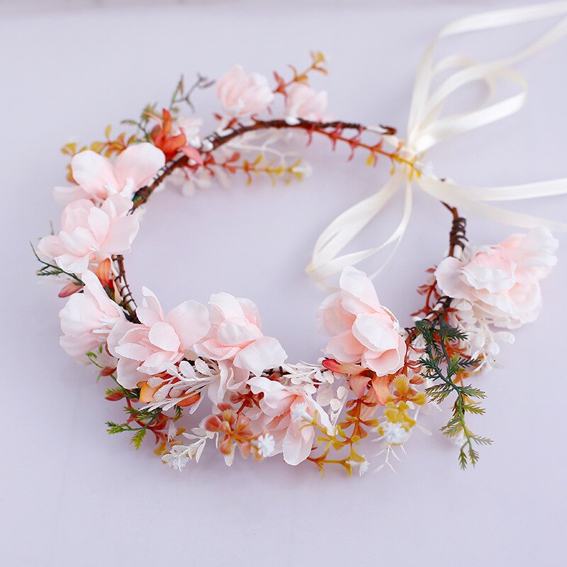 Nueva y dulce guirnalda de mimbre para novia de imitación, tocado Floral, tocado para el pelo, accesorios para el cabello para fotografía de playa