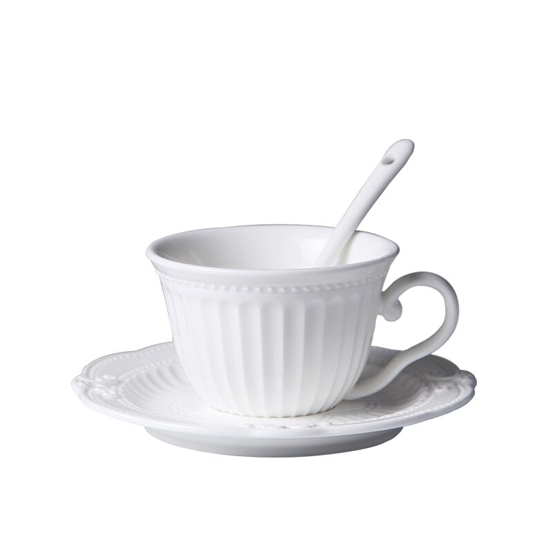 180ml.  vita präglade espressokoppar i porslin med fat, keramiska tekoppar och fatset, tasse cafe engelsk julkopp