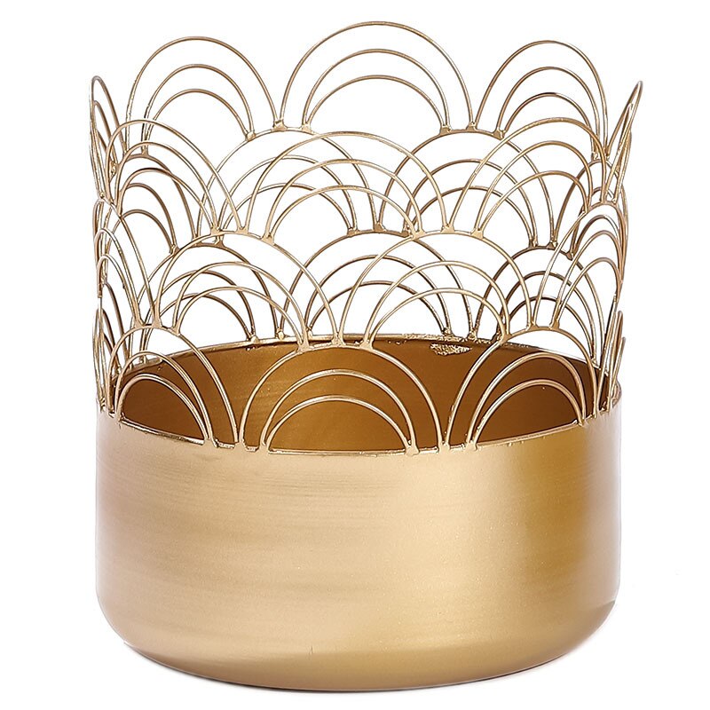 Iron Golden Flower Pot Multi-Living Room Balcony Pot Epipremnum Aureum Small Number Personality Flower Pot of Bowl Lotu