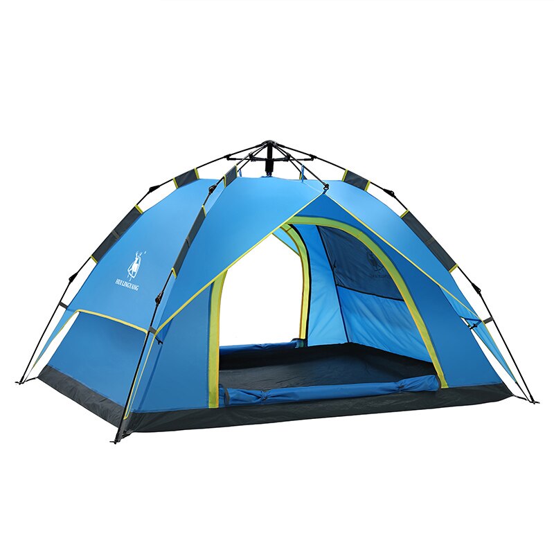 WolFAce-tienda de campaña automática para 3-4 personas, carpa de doble capa para exteriores, impermeable, configuración instantánea, portátil, para mochileros turísticos: Blue