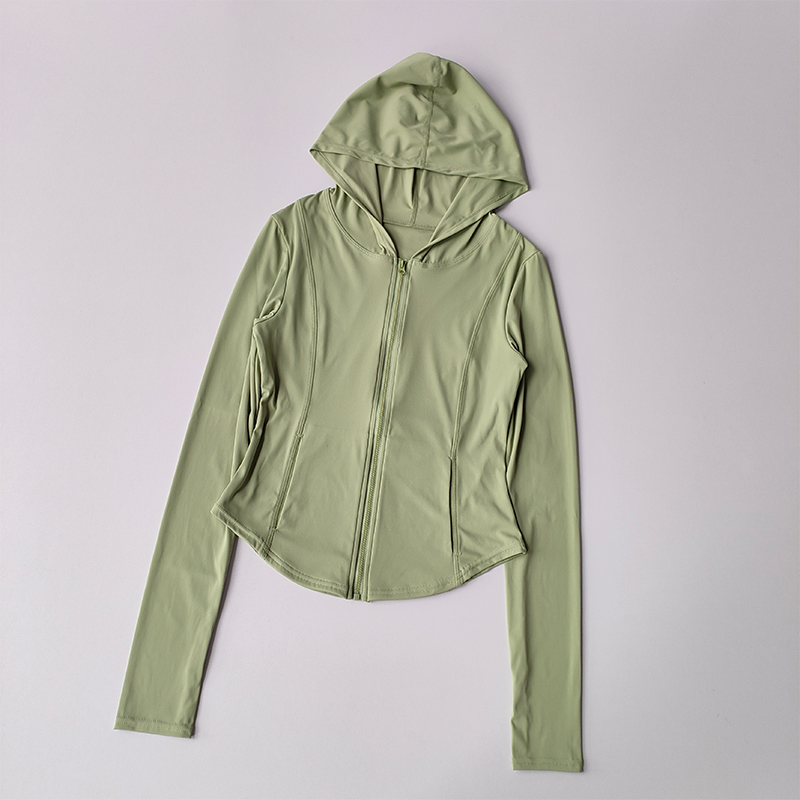 Women Yoga Jacket Long Sleeve Sports Tops Zip Fitness Shirt Winter Warm Hoodie Gym Top Activewear Running Coats Workout Clothes: XL / green