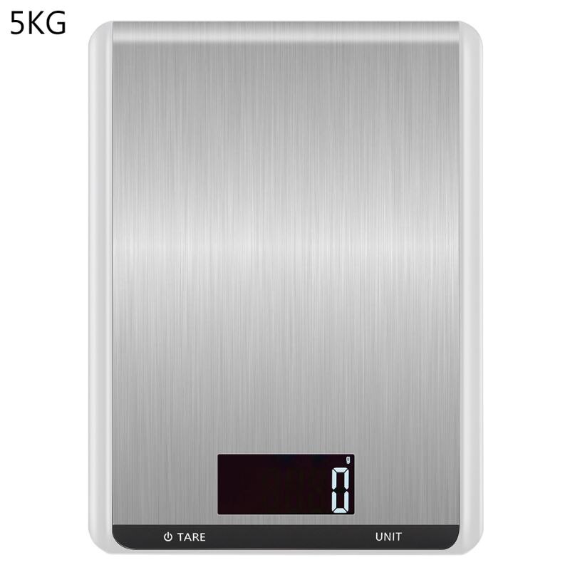 Large Stainless Steel Electronic Kitchen Scale 5KG 10KG 1g Slim Baking Scales 203F: White 5kg