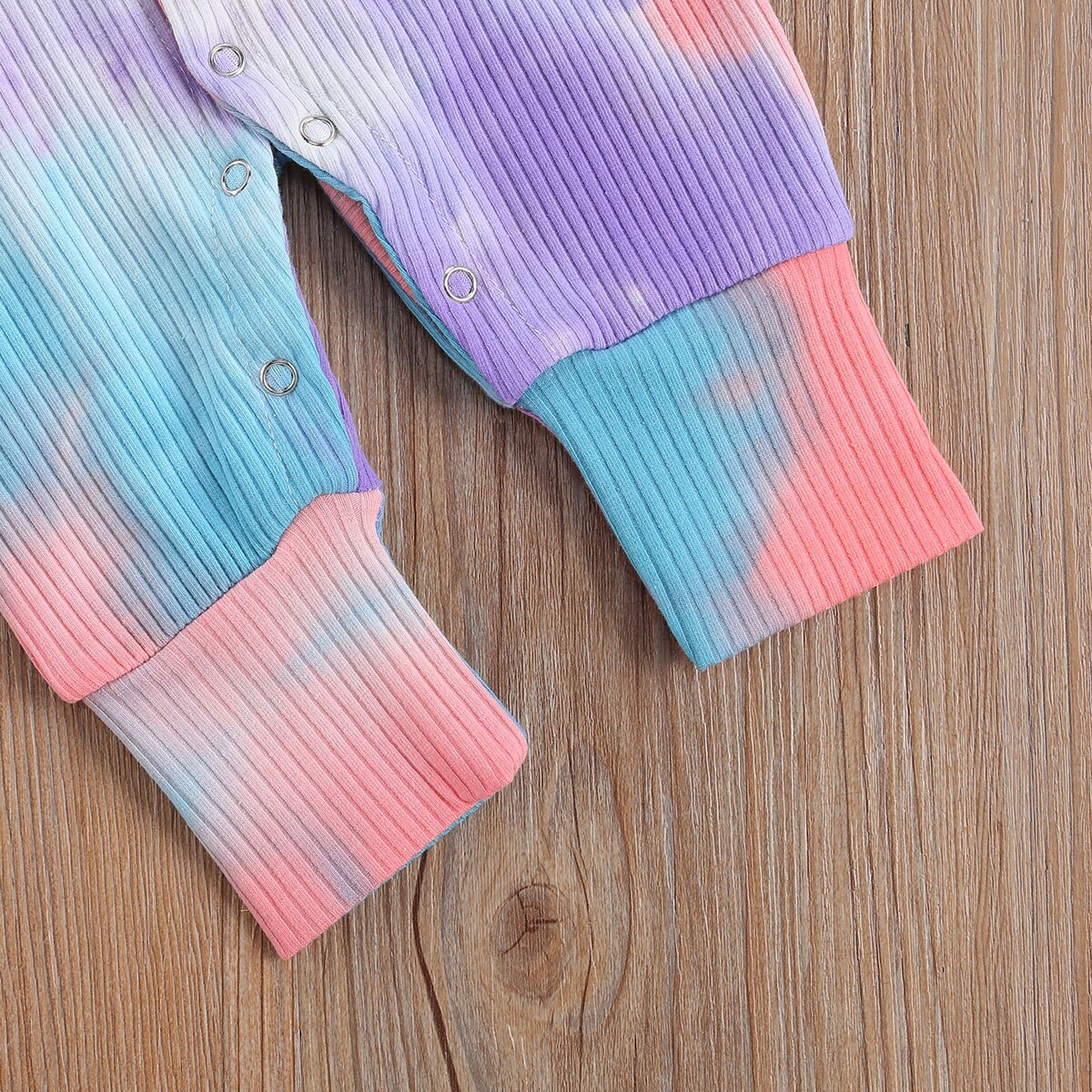 Kleinkind neugeboren Kind Baby Jungen Mädchen Rippen Strampler binden-Farbstoff Drucken Drehen-unten Kragen Langarm Strampler Gesamt für Jungen und Mädchen