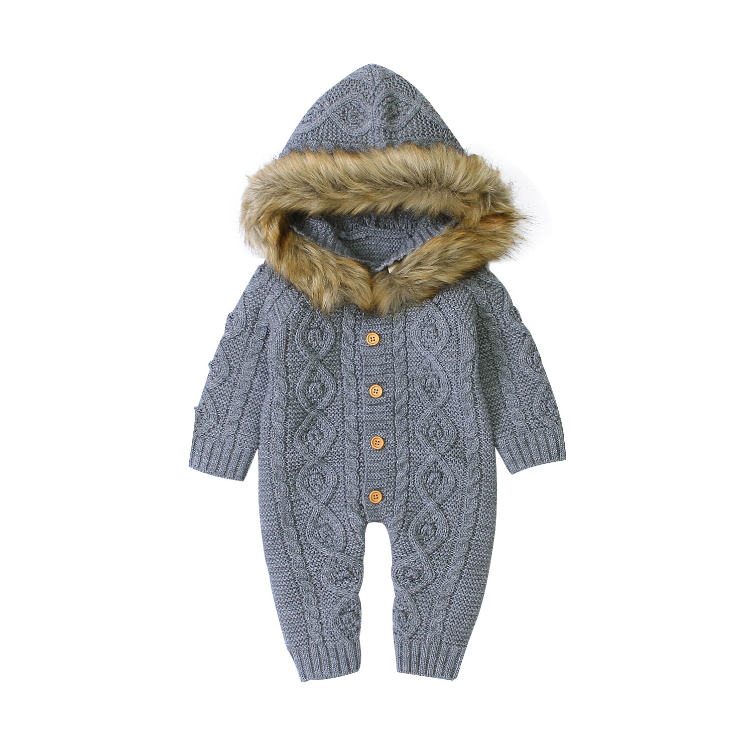 Citgeett Herbst Baby Jungen Mädchen Strampler Langen Ärmeln Gestrickt Mit Kapuze Warme Dicke Chlothes Herbst Winter Kleidung: B / 12m