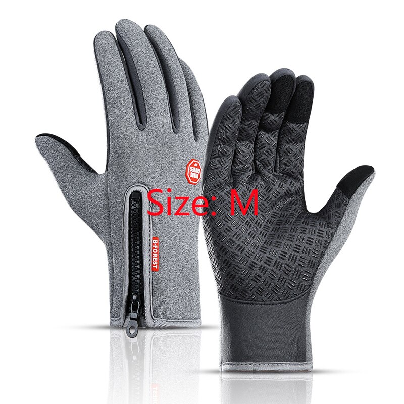 Tablet Screen Touch Gloves,Outdoor autumn and winter sports men's plus velvet touch screen warmth ski bike riding warm gloves: Gray-001-M