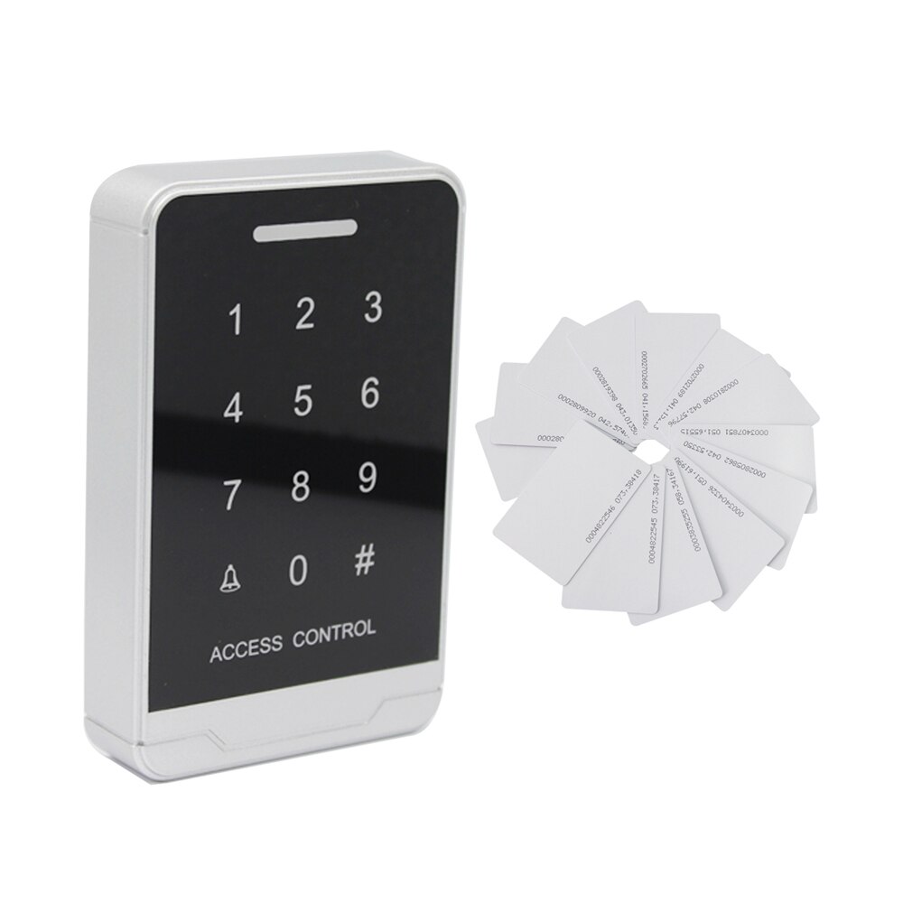 125Khz RFID Access Control Machine Keypad digital touch panel Reader Backlight Touch Screen Standalone Access Control syetem: AC and 10 ID cards