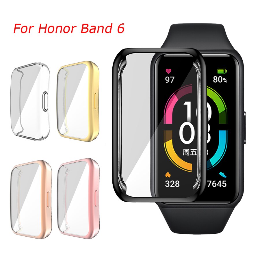 Zachte Tpu Beschermhoes Voor Huawei Honor Band 6 Case Full Screen Protector Shell Bumper Case Voor Honor Band 6 accessoires