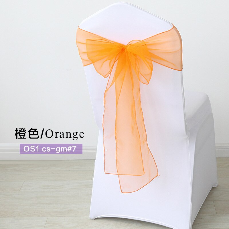 50pc/Set Sheer Organza Red Sash Size 7x108inch Event Ceremony Party Wedding Chairs Knot Decoration Chair Sashes Bow