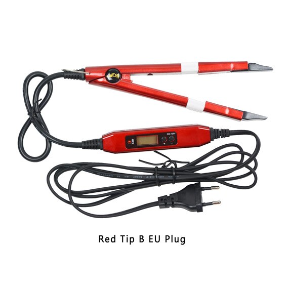 Extensión de cabello rojo por fusión, Conector de hierro, herramientas de unión de queratina, Conector de calor de fusión de temperatura ajustable, 1 ud.: Red TIP B EU Plug