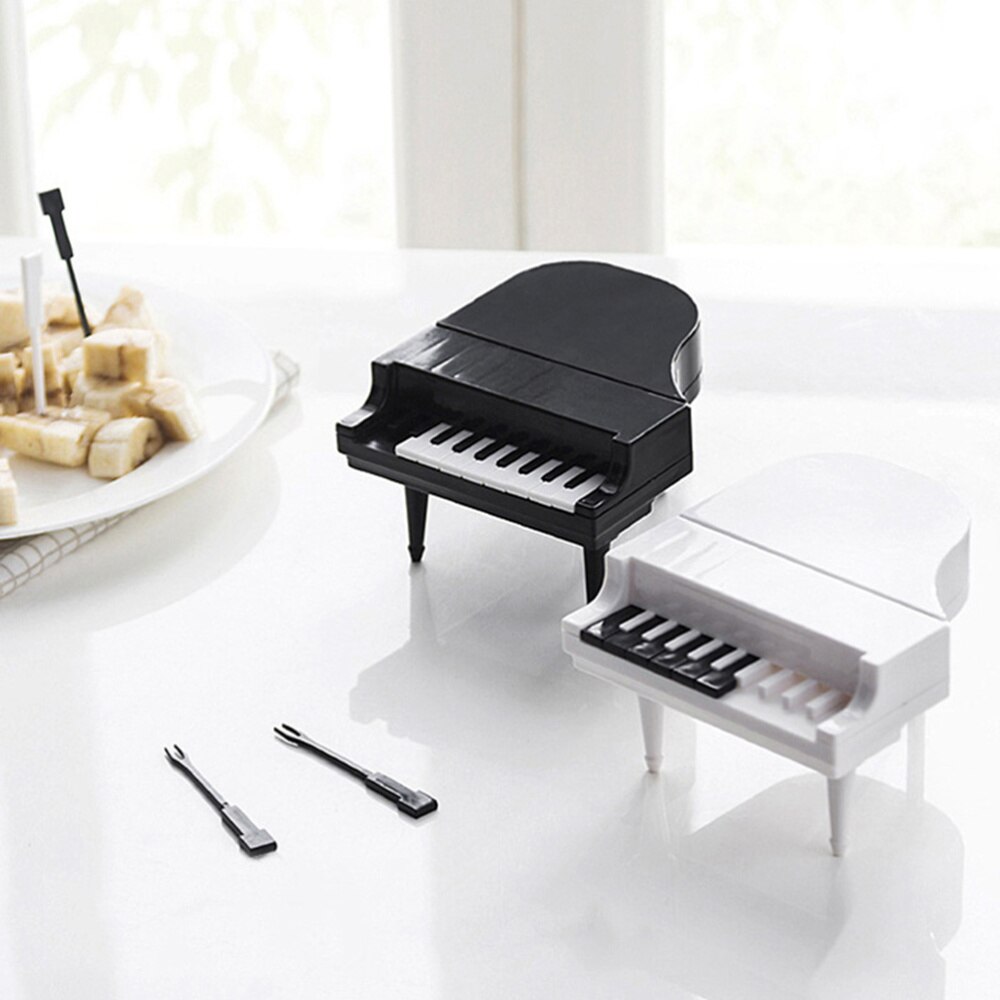 2 Sets Cake Fruit Forks Piano Keyboard Small Fork for Home Party Banquet (Black)