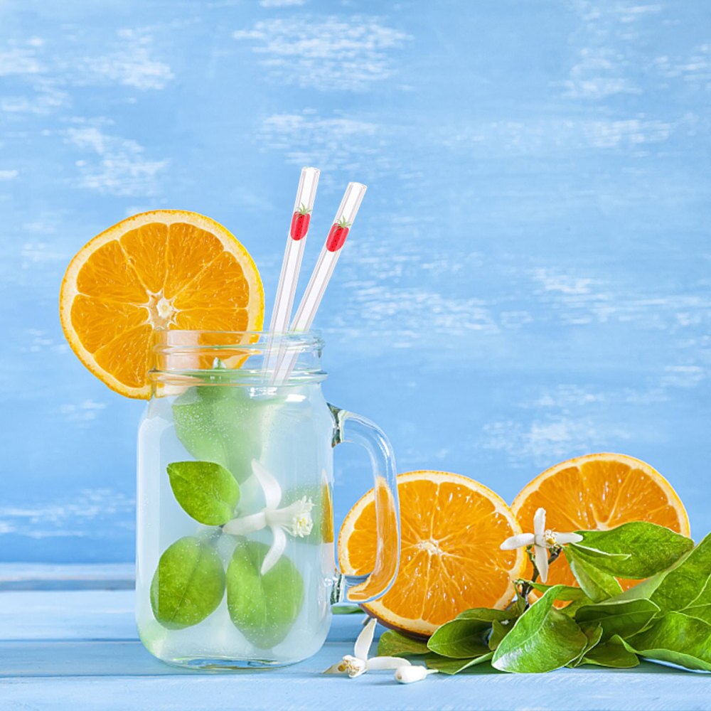 5PCS Straw Transparent Glass Straw Drinking Straw