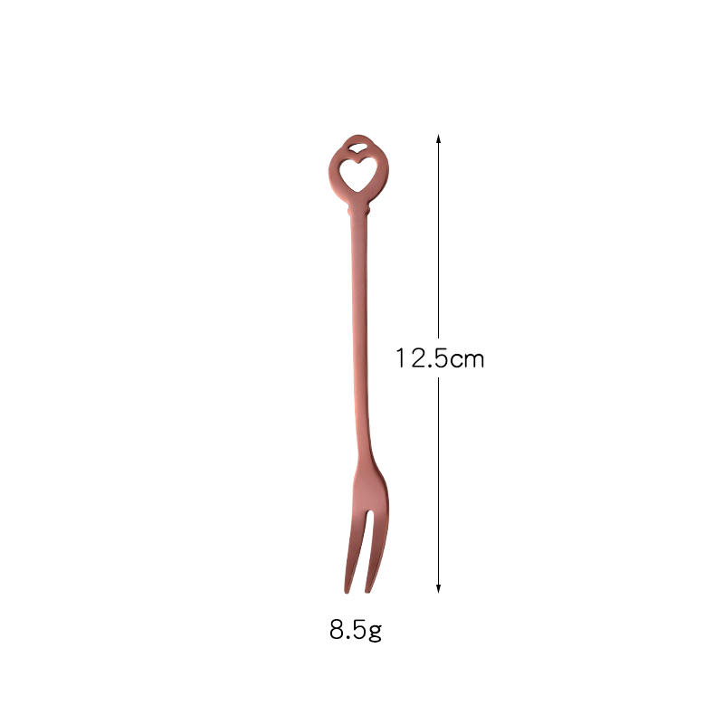 10PCS/Set Fruit Forks Stainless Steel Gold Cake Dessert Forks Lovely Mini Fork Used For Cake in Party Restaurant With Box: 10pcs rose gold