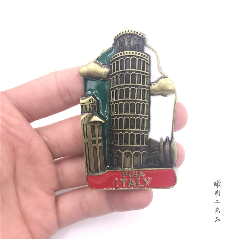 Imanes magnéticos de Metal para nevera, edificios icónicos del mundo turístico por recuerdos del país, imán de decoraciones para refrigerador, decoraciones para el hogar