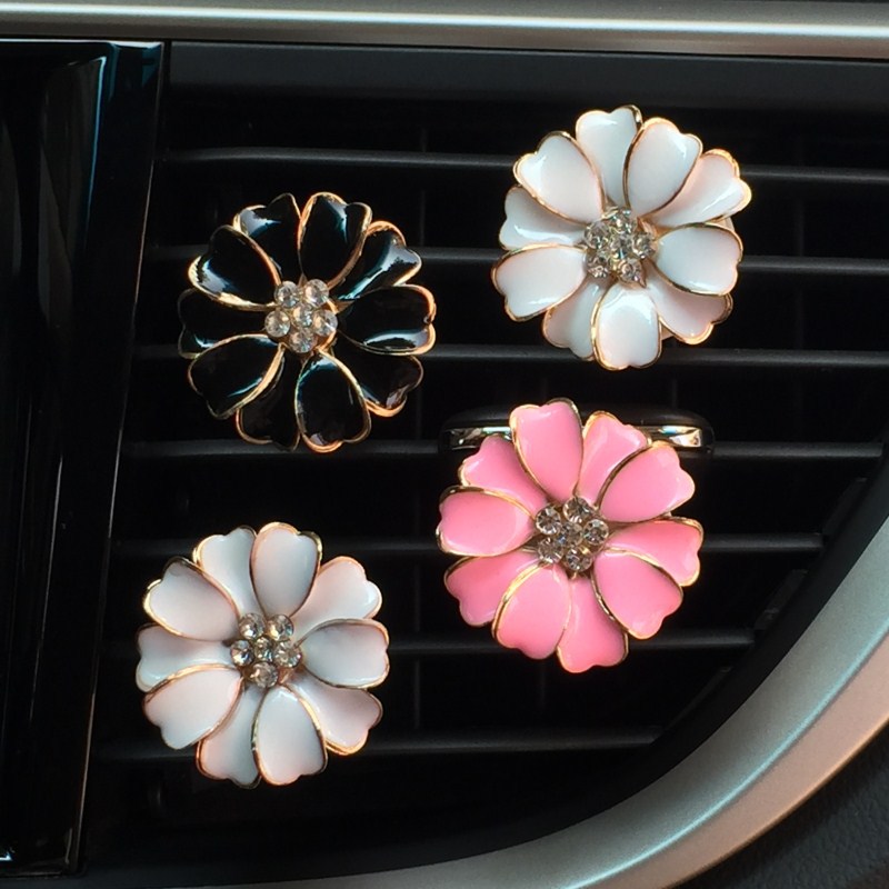 JOORMOM 2 stuks voertuig airco parfum clip auto vents kleine madeliefjes bloemen auto vents ornamenten auto accessoires voor meisjes