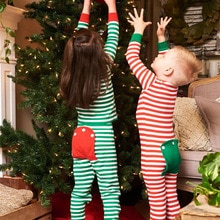 Neugeborenen Baby Kinder Jungen Mädchen Weihnachten Pyjamas Baumwollspielanzug Ein Stück Nachtwäsche Set