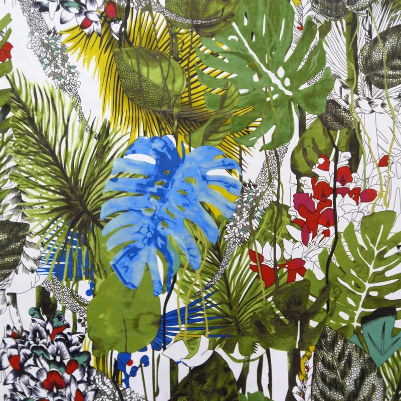 Tropisk plante blade udskriv polstring fløjlsofa lænestol ottaman sengebord sofa interiør stof dekorativ klud 140cm bredde: Default Title