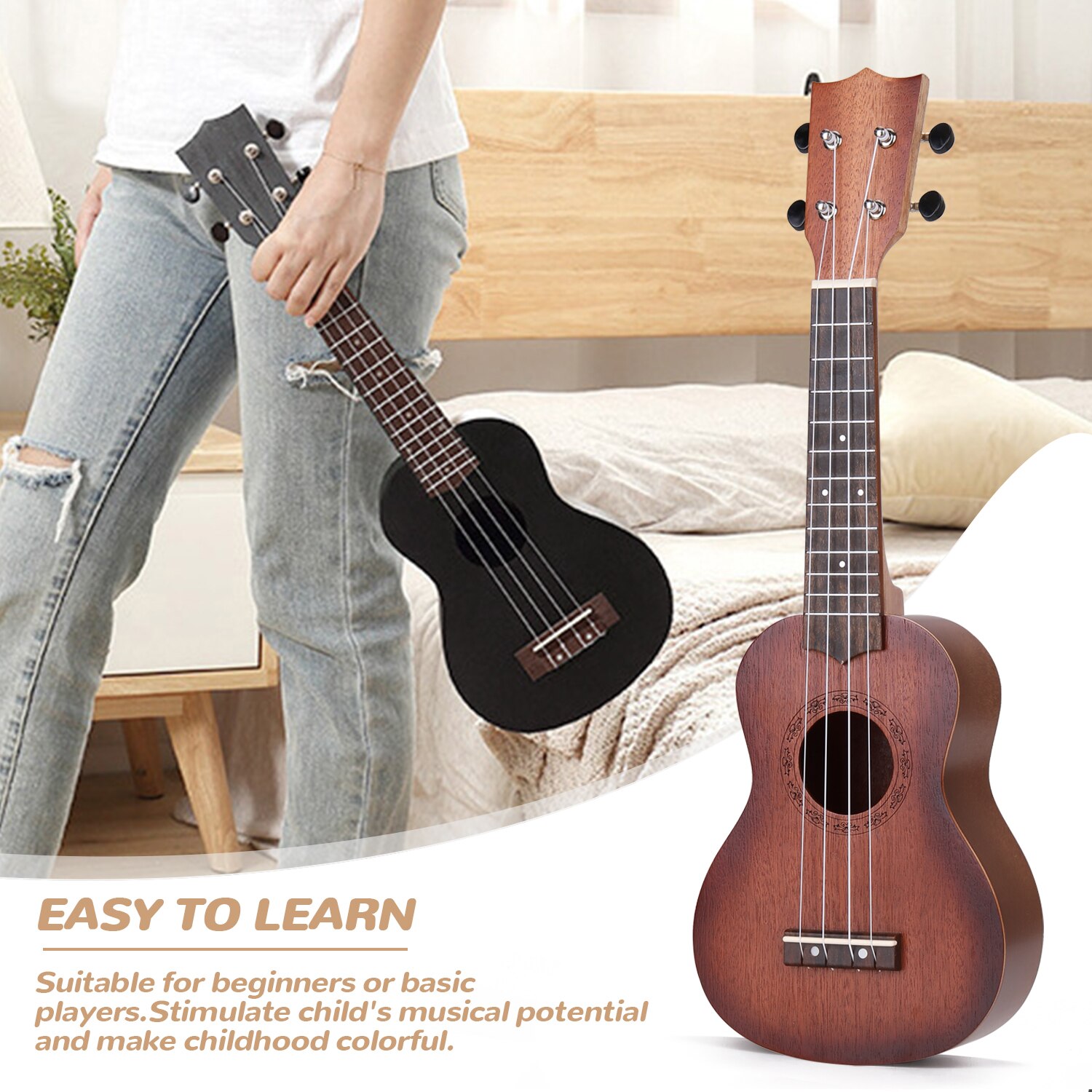 21 inch Kids Wooden UKulele 4 String Portable Guitar Instrument Mini Guitars ukulele kit ukulele guitar mini guitar guitarra