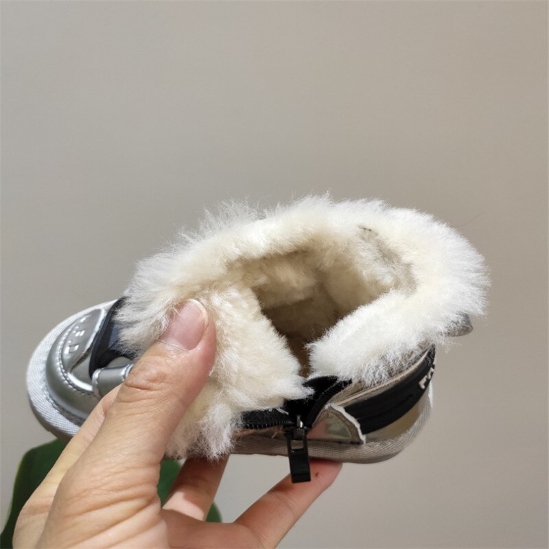 neue Winter freundlicher Schnee Stiefel Spiegel Wasserdichte Mädchen Stiefel Nicht-Unterhose Wolle Warme Starke Baumwolle Junge Stiefel Baby kleinkind Schuhe