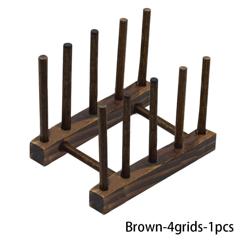 Soporte de madera multifunción, tapa de plato de cocina, soporte de drenaje, organizador de artículos diversos de cocina, estante para tazas, mesa, exhibición de libros: Gris oscuro
