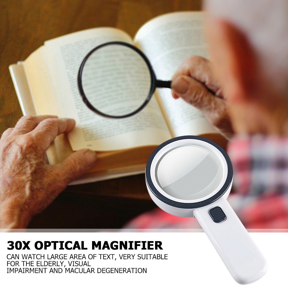 30x Optical Magnifying Glass 12LED Magnifying Lens for Reading Book Jewelry for Antique Appreciate / Reading