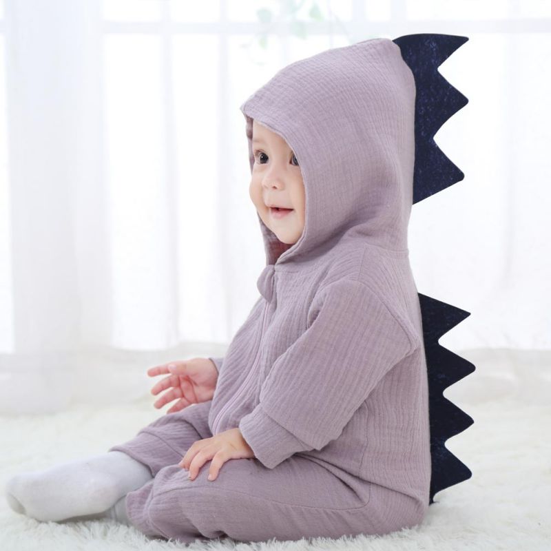 Dinosaur Baby Boy Girl Rompers Solid Purple Gray Rompers warm spring autumn cotton romper Playsuit Clothes