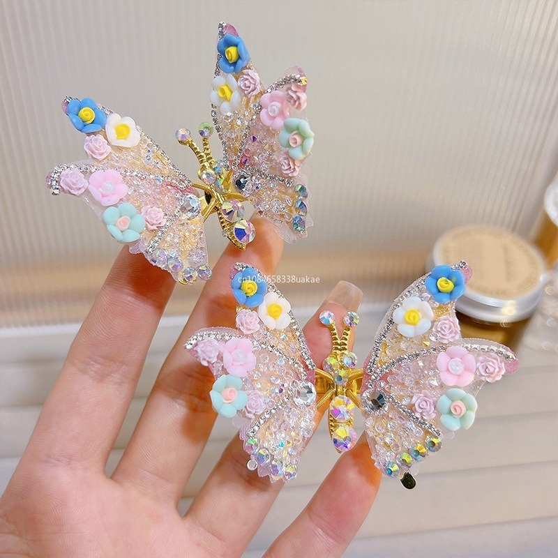 Pinza de pelo de mariposa de actividad creativa para mujeres y niñas, pinzas para el pelo de mariposa con gradiente de diamantes de imitación exquisitos, accesorios bonitos para el cabello