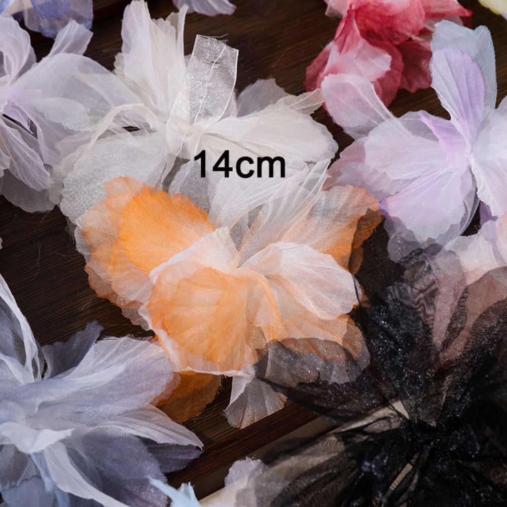 10 Stück künstliche Blumen, 3D-Organza-Blumenapplikationen, Blüzehn, DIY-Bastelarbeiten, Stoffapplikationen, mehrschichtige handgefertigte Stoffapplikationen, Kleiderdekoration