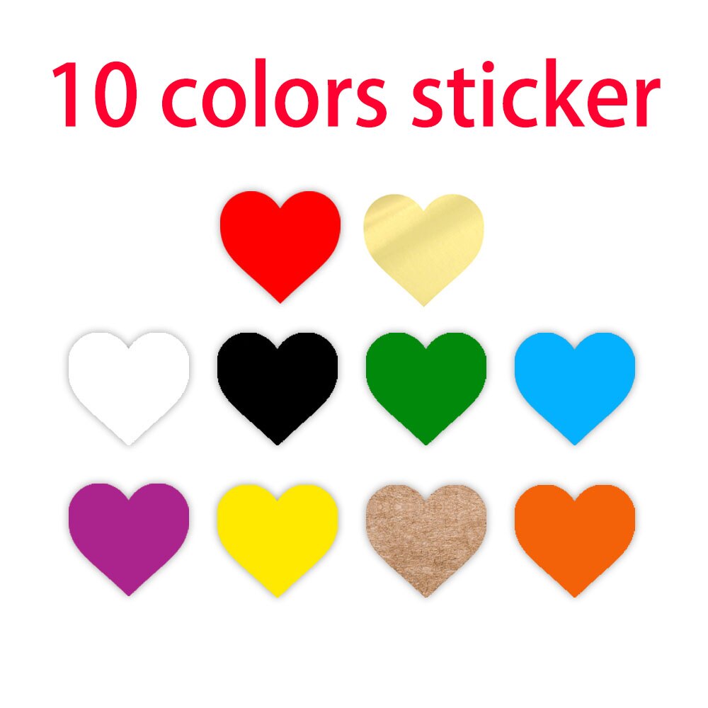 500pcs Chroma Label Color-Code heart Labels stickers Black white green blue orange red brown yellow gold stationery stickers