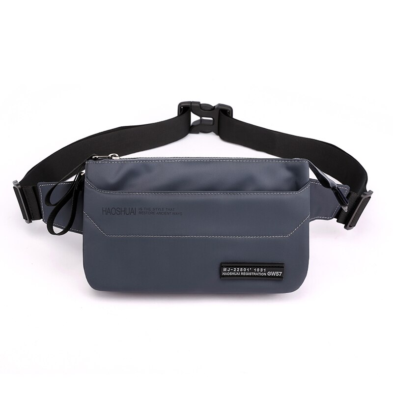 Pochete de nylon à prova d'água com 4 bolsos, bolsa de cintura masculina, simples, resistente a desgaste, preta para mulheres, pochete de celular: Cinza