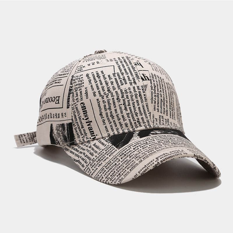 FS 2022 Yellow Retro Newspaper Pattern Baseball Cap For Men Summer Women Stylish Caps Streetwear Hip Hop Trucker Hat Casquette: Beige Baseball Cap