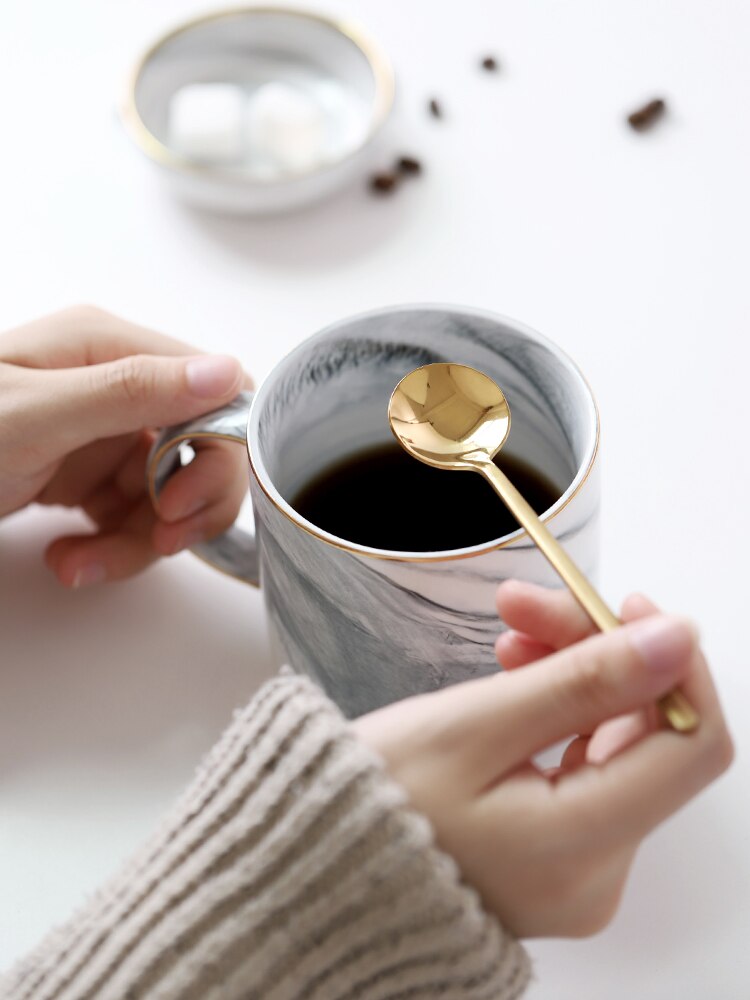 Small Spoon Coffee Spoon for Yogurt Ice Cream Dessert Long Handled Spoon Cutlery Kitchen Tainless Steel Round Teaspoon