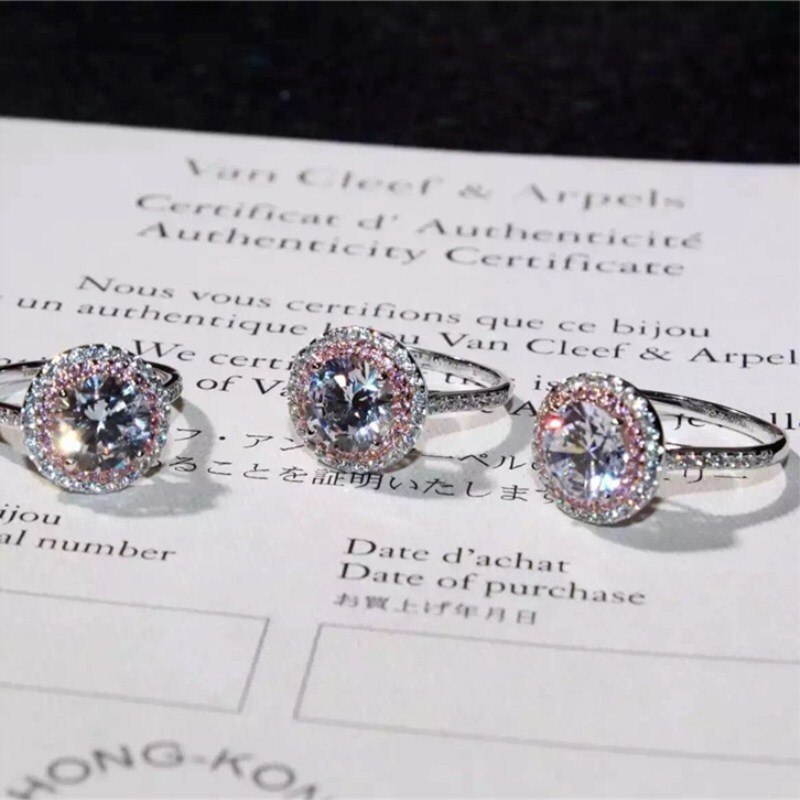 CC obrączki dla kobiet 925 kolor srebrny cyrkonia różowy Diamant pierścionek zaręczynowy dla nowożeńców romantyczny Anel Drop Shipping CC593