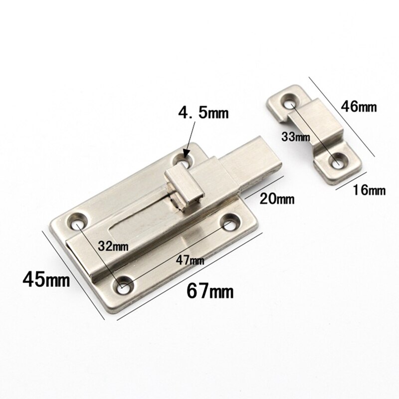 1Pc 2/3/4 Inch Long Silver Stainless Steel Door Latch Sliding Lock Bolt Latch Hasp Staple Gate Safety Lock: 2