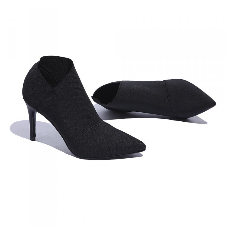 Winter Herfst Casual Vrouwen Hoge Hakken Pumps Warme Enkellaars: Black / 6