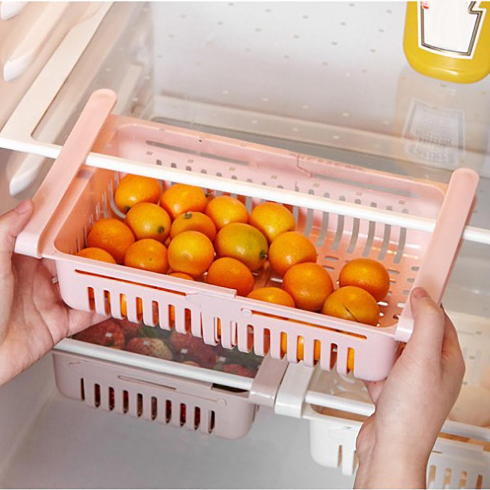 Retractable Refrigerator Pull-out Rack Fridge Drawer Shelf Plate Layer Organizer Adjustable Kitchen Holder Pull-out Drawer