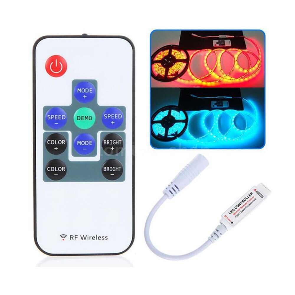 12V 3/10/11/17/20/24/44 Key Controller Mini IR RF Remote RGB Single Color LED RGB Controller For 3528 5050 LED Strip Controller: 10Key RGB RF