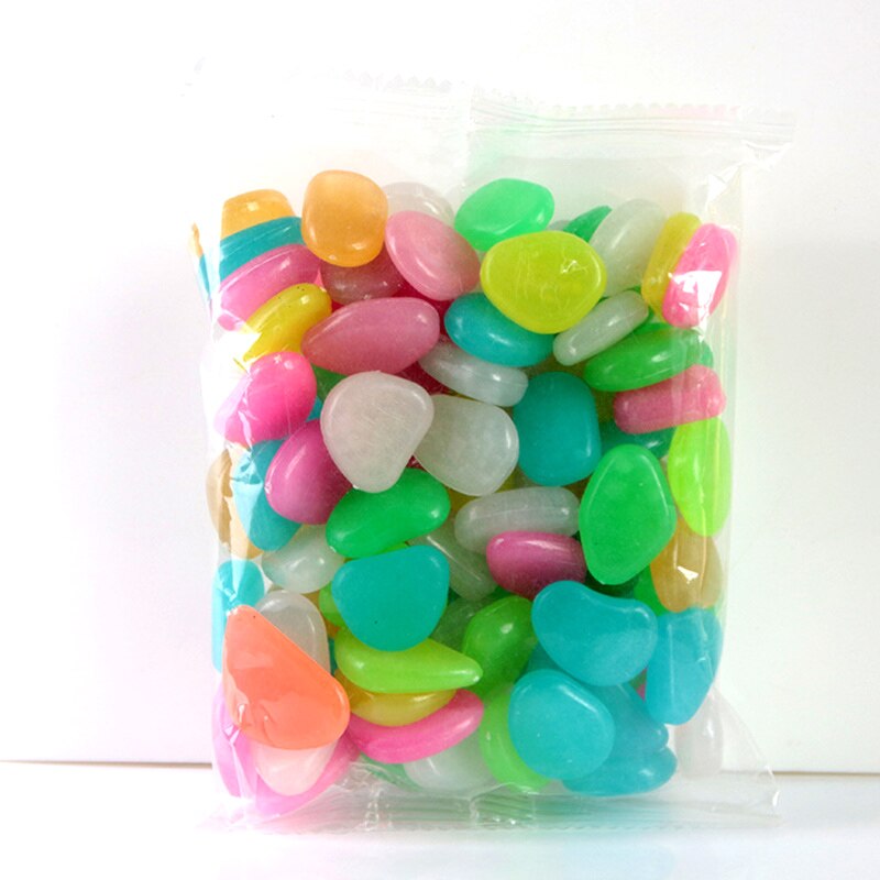 50Pcs/Set Aquarium Decoration Glow In The Dark Stone Fish Tank Accessories Artificial Luminous Pebbles Stone Walkway Decor: Multi
